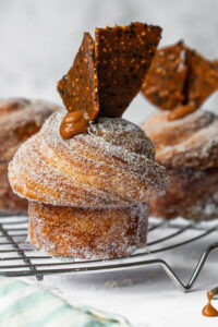 Cruffins with miso caramel and sesame brittle
